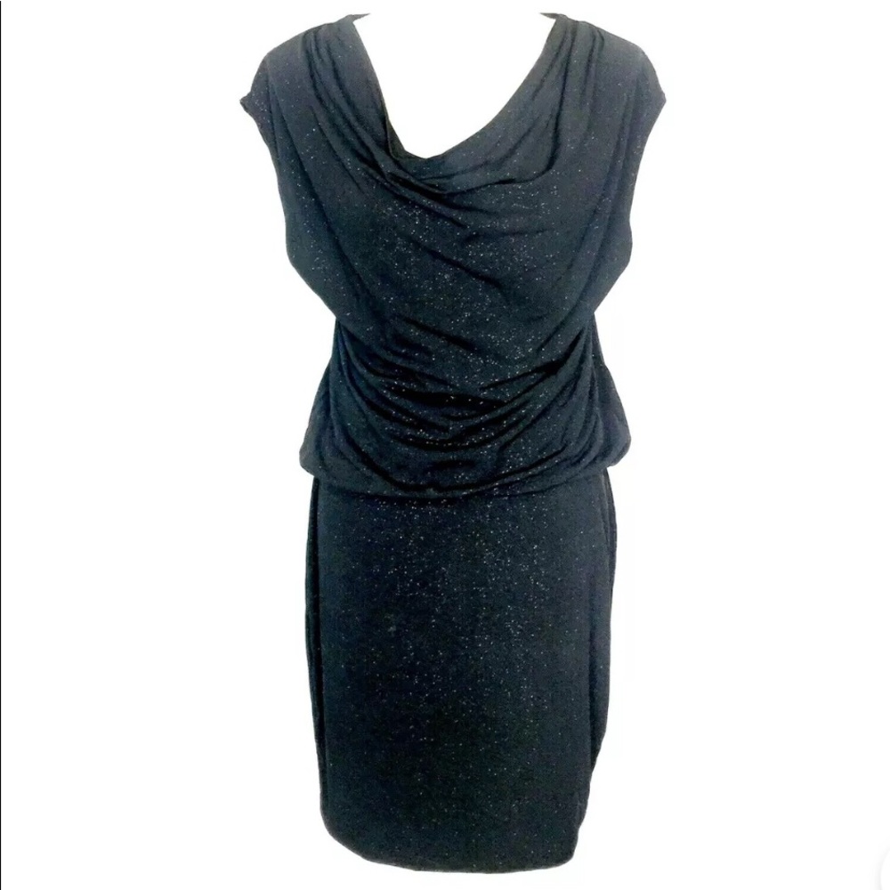 Dress V Neck Cocktail Party Formal Black Shimmer S